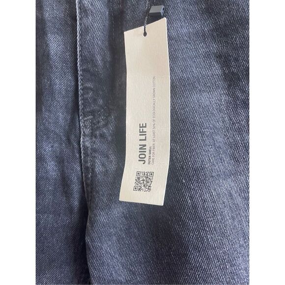 Zara Black Destroyed High-Waist Tapered Premium Denim - Picture 4 of 5